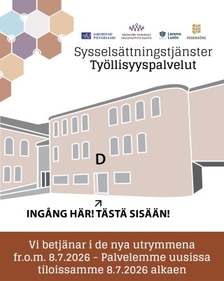 En karta som visar Sysselsättningstjänsternas nya adress och var ingången är.