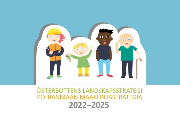 Ritade figurer i olika åldrar. En logo för landskapsstrategiarbetet.