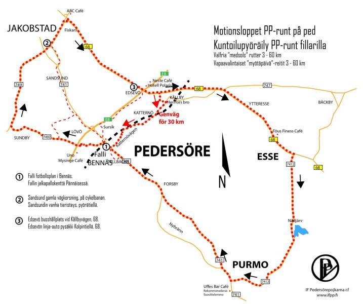 Karta över rutten för PP-runt.