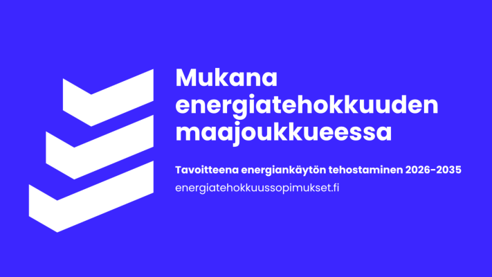 Logon för energieffektivitetsavtalet och texten: Mukana energiatehokkuuden maajoukkueessa.