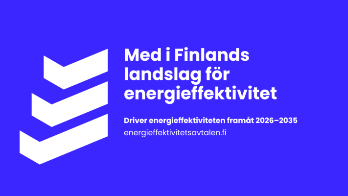 Logon för energieffektivitetsavtalet och texten: Med i Finlands landslag för energieffektivitet.
