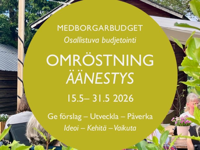 En plansch med uppgifter om medborgarbudgetens omröstningstid.