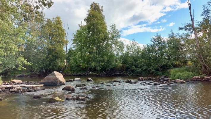 Ähtävän joki, jossa vedenkorkeus on erittäin matala.