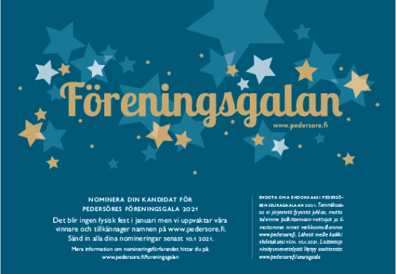 En plansch med information om Föreningsgalan.