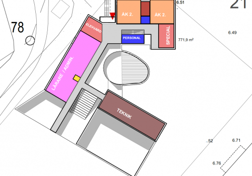 Bilden visar andra våningen i byggskede 1 i Sandsund skola.