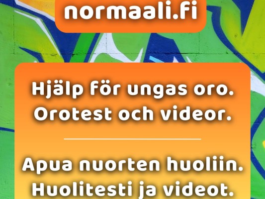 En plansch med reklam om Normali.fi.