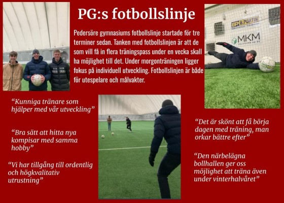 En bild med text på. Röd bakgrund och tre bilder med fotbollsspelare. Texten är den samma som står i textdokumentet.