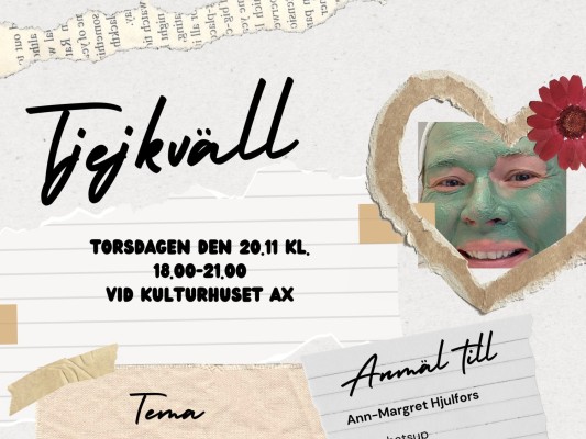 En affisch med inbjudan till tjejkvällen 18.11.