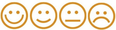 En bild av smileys som går från glad till ledsen, smileys är OIVA-inspektionernas bedömningsskala