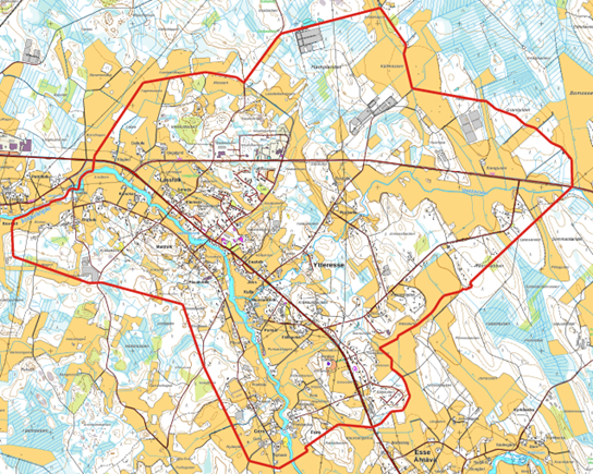 Planområdet för Ytteresse delgeneralplan
