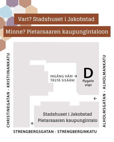 En karta som visar Sysselsättningstjänsternas nya adress och hur man hittar dit.